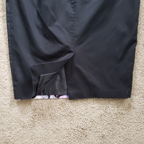 Mossimo Black Purple Floral Pencil Skirt Stretch 2 - Picture 2 of 6